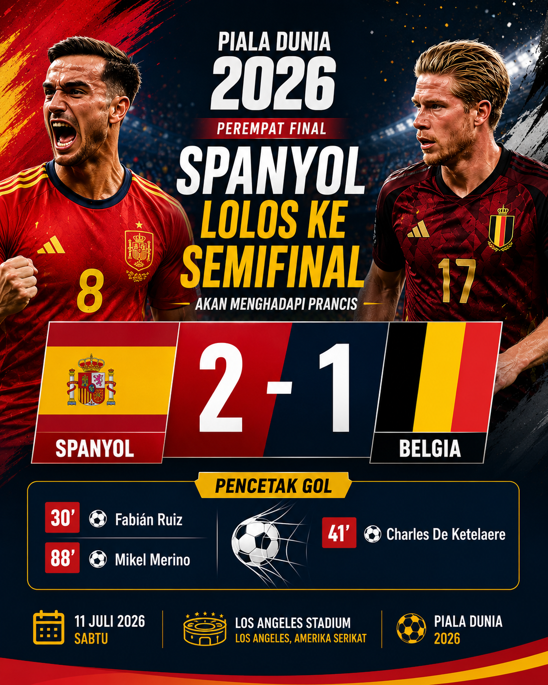 Gol Akhir Merino Antar Spanyol ke Semifinal, Prancis Jadi Lawan Berikutnya
