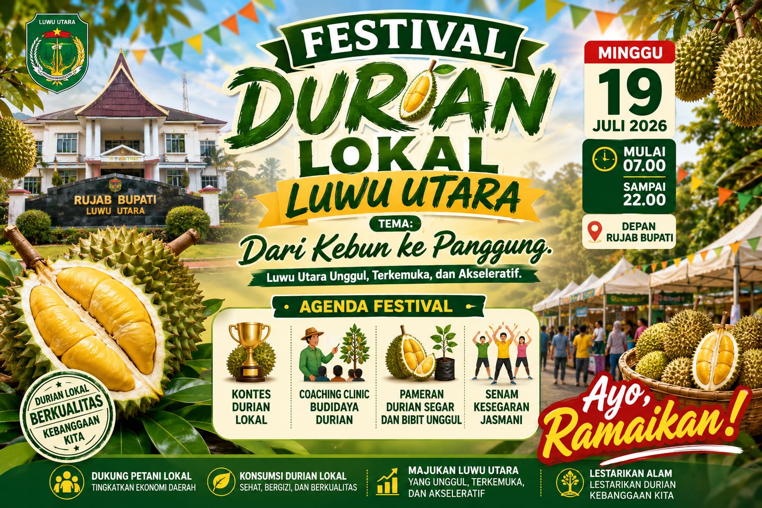 Festival Durian Lokal Luwu Utara Segera Digelar, Hadirkan Kontes Berhadiah Jutaan hingga Coaching Clinic