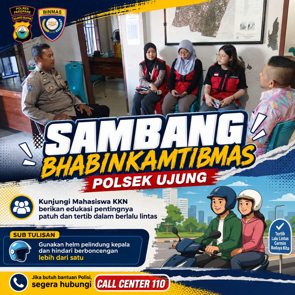 Sambang Bhabinkamtibmas, Berikan Edukasi Pentingnya Tertib Berlalu Lintas Bagi Mahasiswa KKN