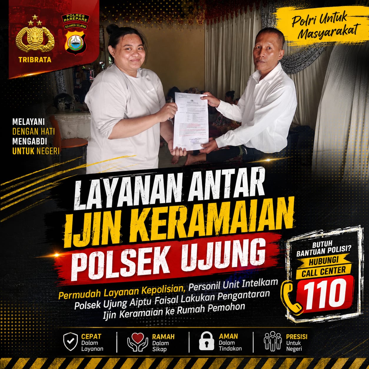 Permudah Layanan Kepolisian, Polsek Ujung Terapkan Layanan Izin Keramaian Antar Langsung ke Rumah Warga