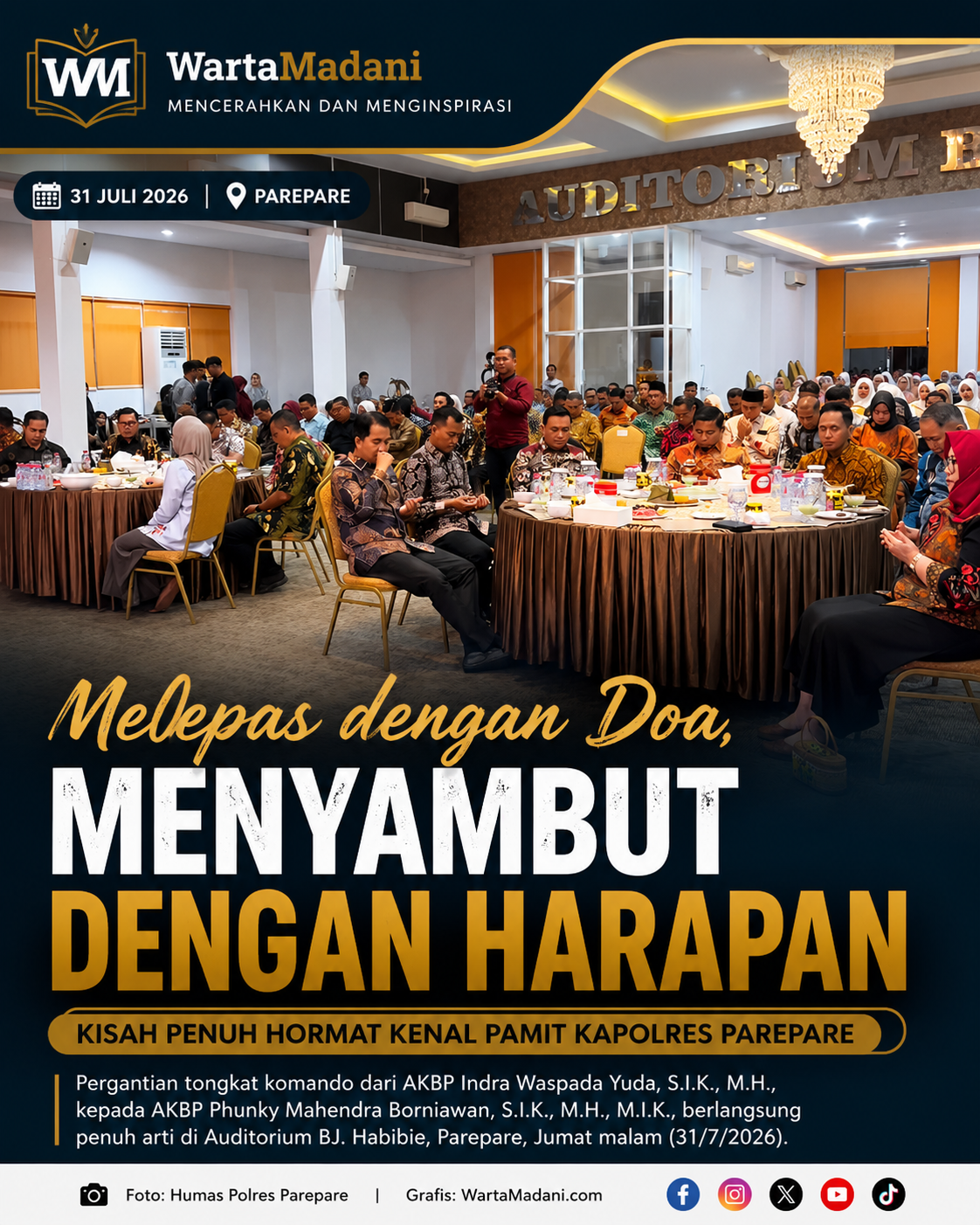Melepas dengan Doa, Menyambut dengan Harapan: Kenal Pamit Kapolres Parepare Berlangsung Penuh Kehangatan