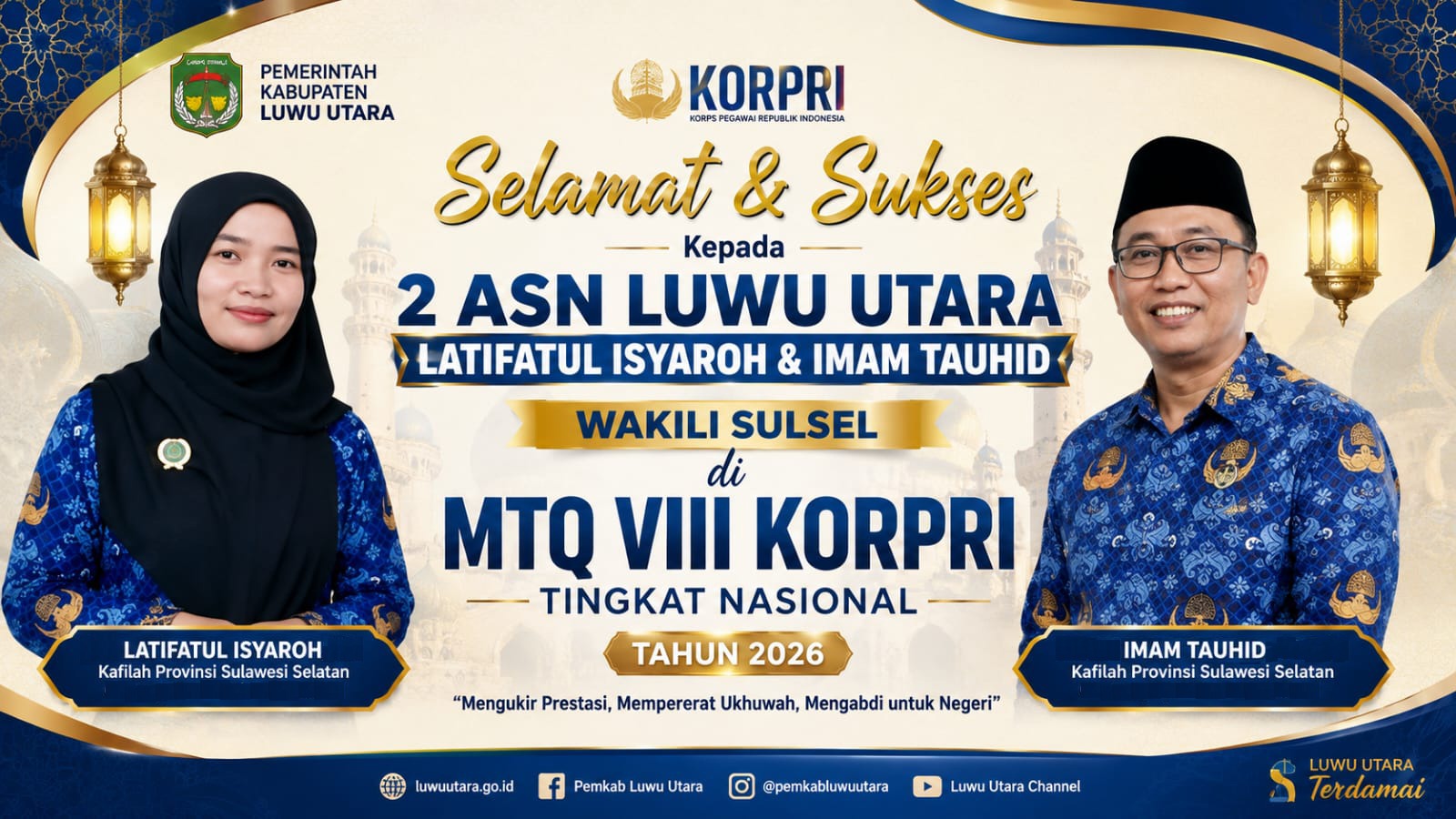 2 ASN Luwu Utara Wakili Sulsel di MTQ VIII Korpri Tingkat Nasional 2026