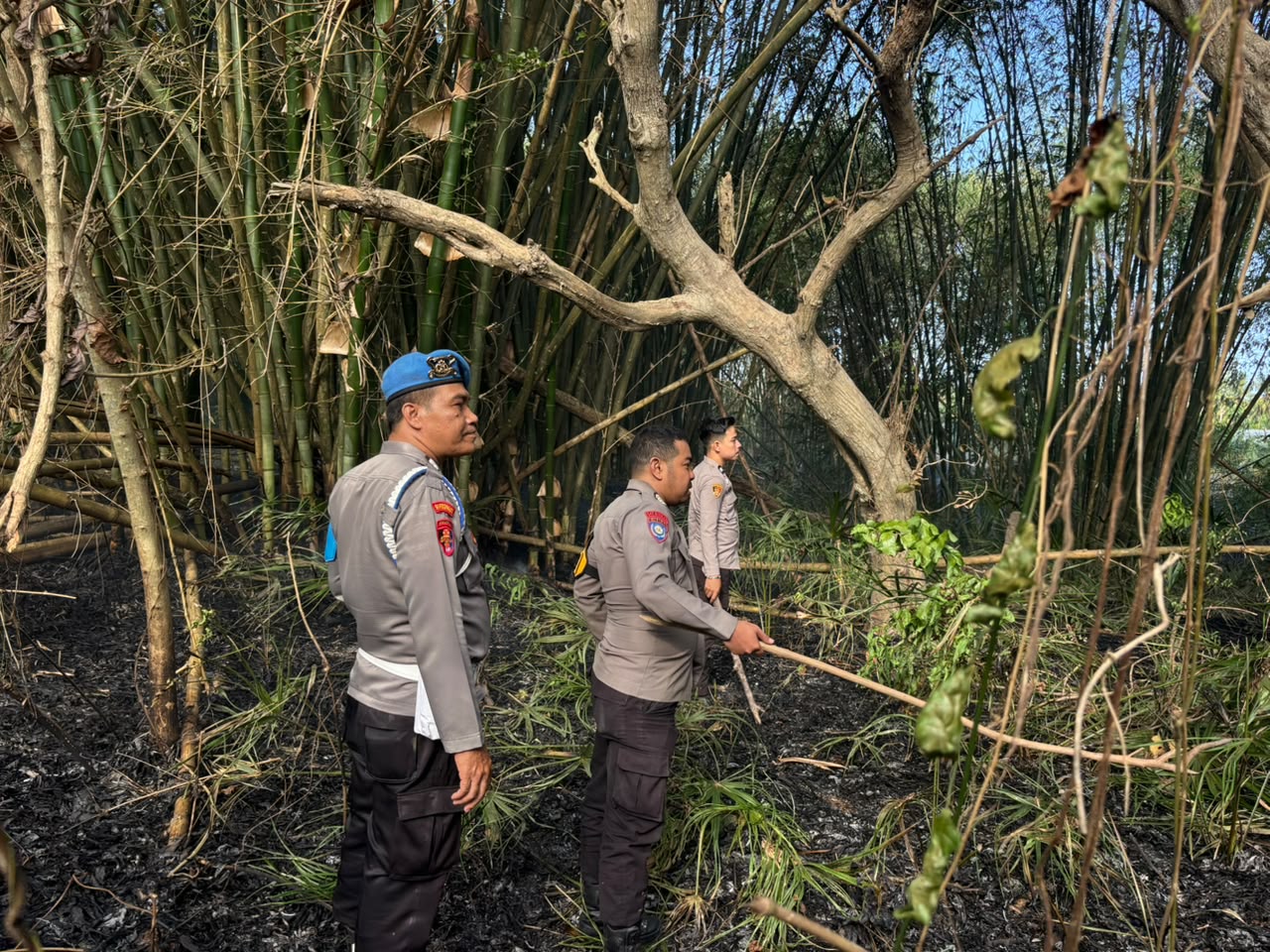 Polsek Campalagian Padamkan Kebakaran Lahan Bersama Warga dan Damkar