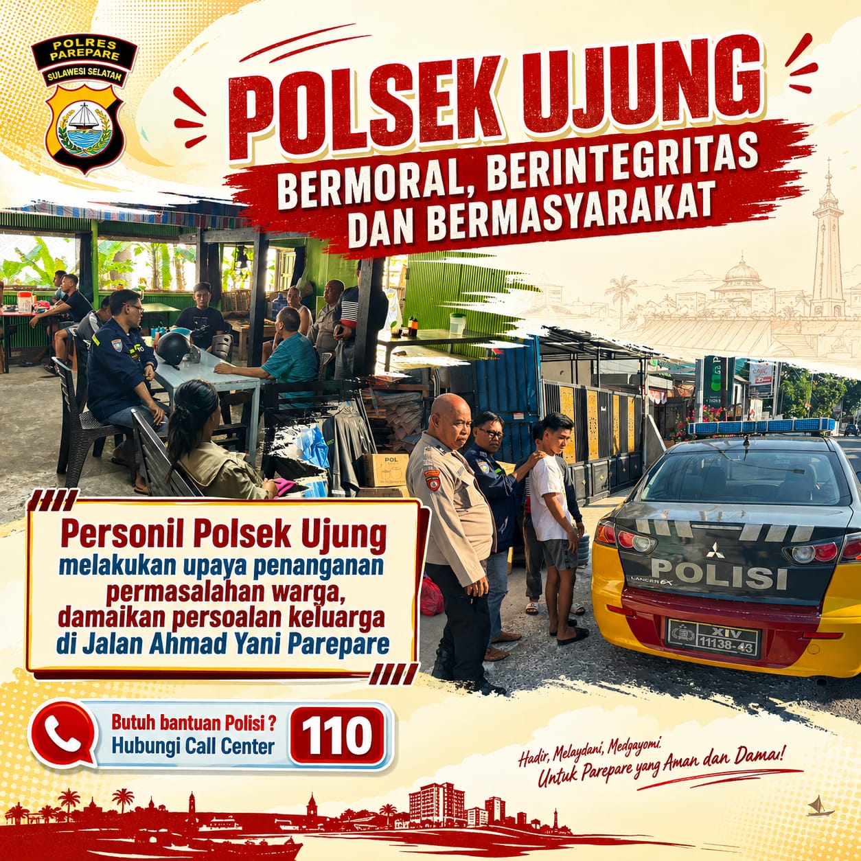 Respon Aduan Warga, Personil Polsek Ujung Damaikan Perselisihan Keluarga di Lappadde Parepare