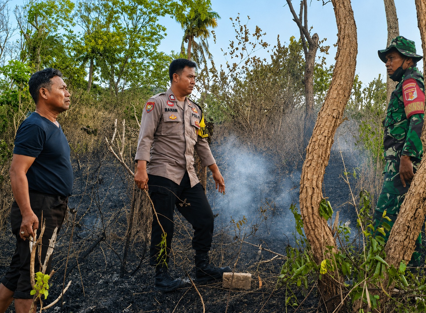 Gerak Cepat Polsek Banggae Padamkan Kebakaran Lahan di Passarang