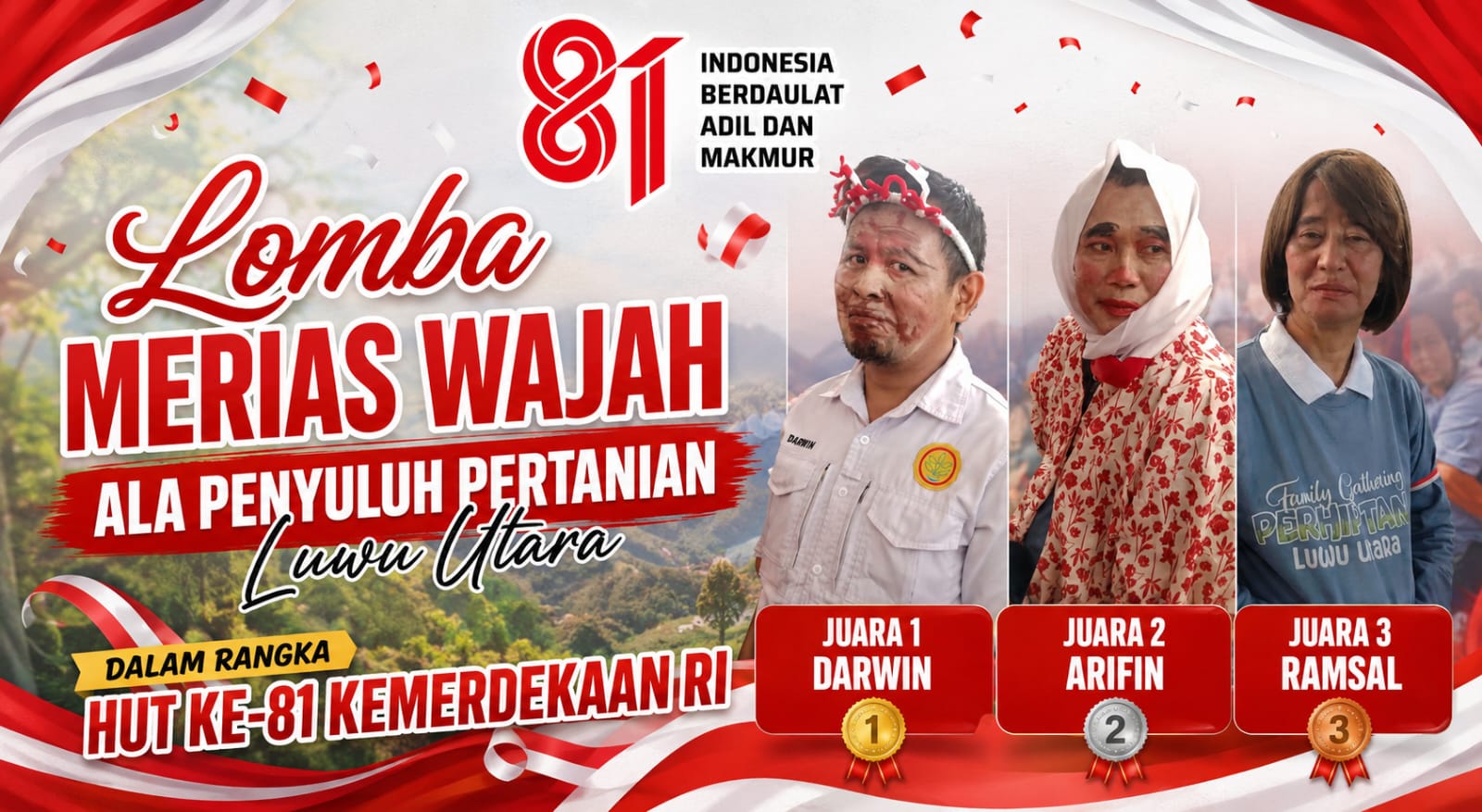 Serunya HUT ke-81 RI di CWS Kementan Luwu Utara, Wajah PPL Laki-laki “Dipermak” Demi Kebersamaan