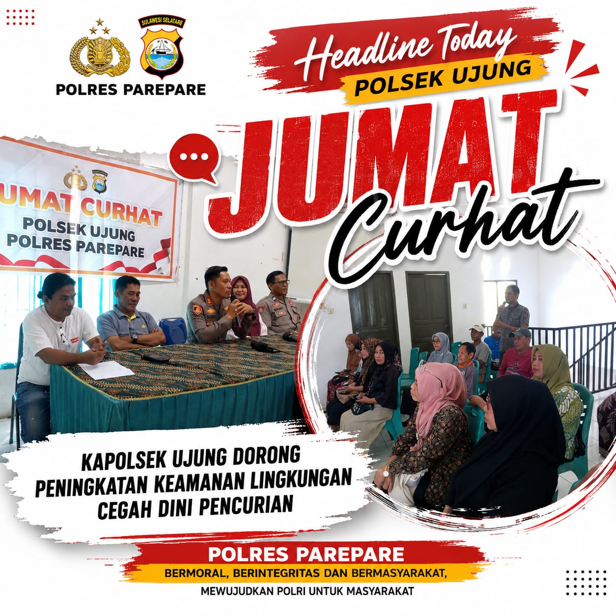 Jumat Curhat, Kapolsek Ujung Dorong Peningkatan Kemanan Lingkungan Cegah Dini Pencurian