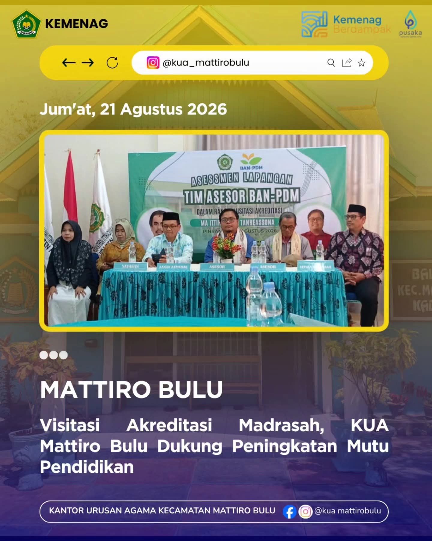 KUA Mattiro Bulu Dukung Visitasi Akreditasi untuk Tingkatkan Mutu Madrasah
