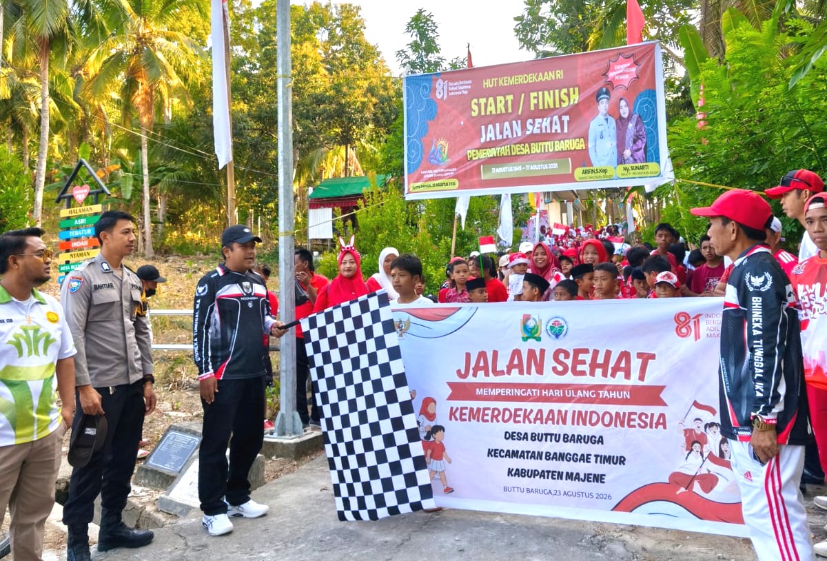 Jalan Sehat HUT Kemerdekaan di Buttu Baruga Diikuti 300 Peserta, Bhabinkamtibmas Polsek Banggae Pastikan Kegiatan Kondusif