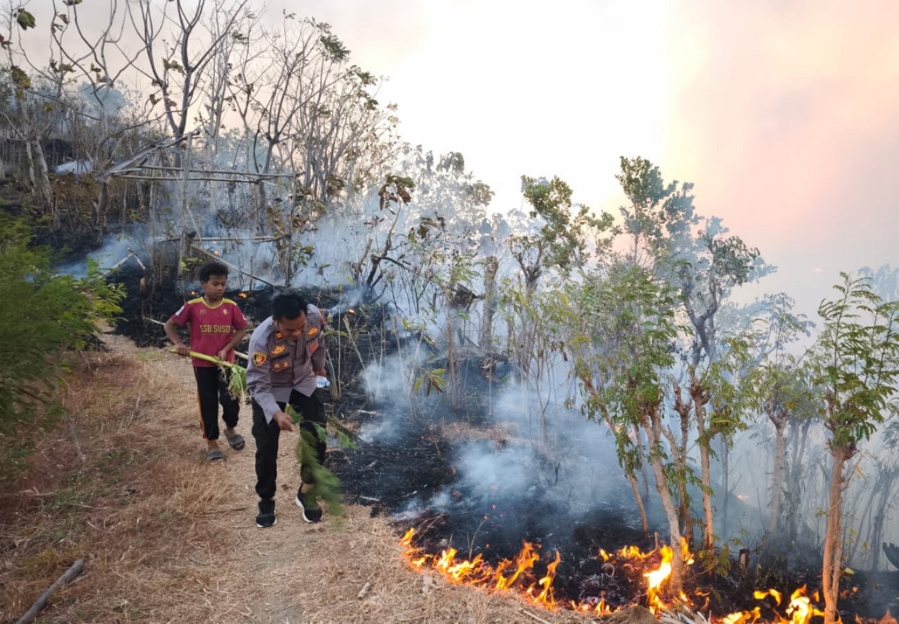 Kebakaran di Puncak Buttu Malemme, Polsek Sendana Siaga Cegah Api Dekati Permukiman
