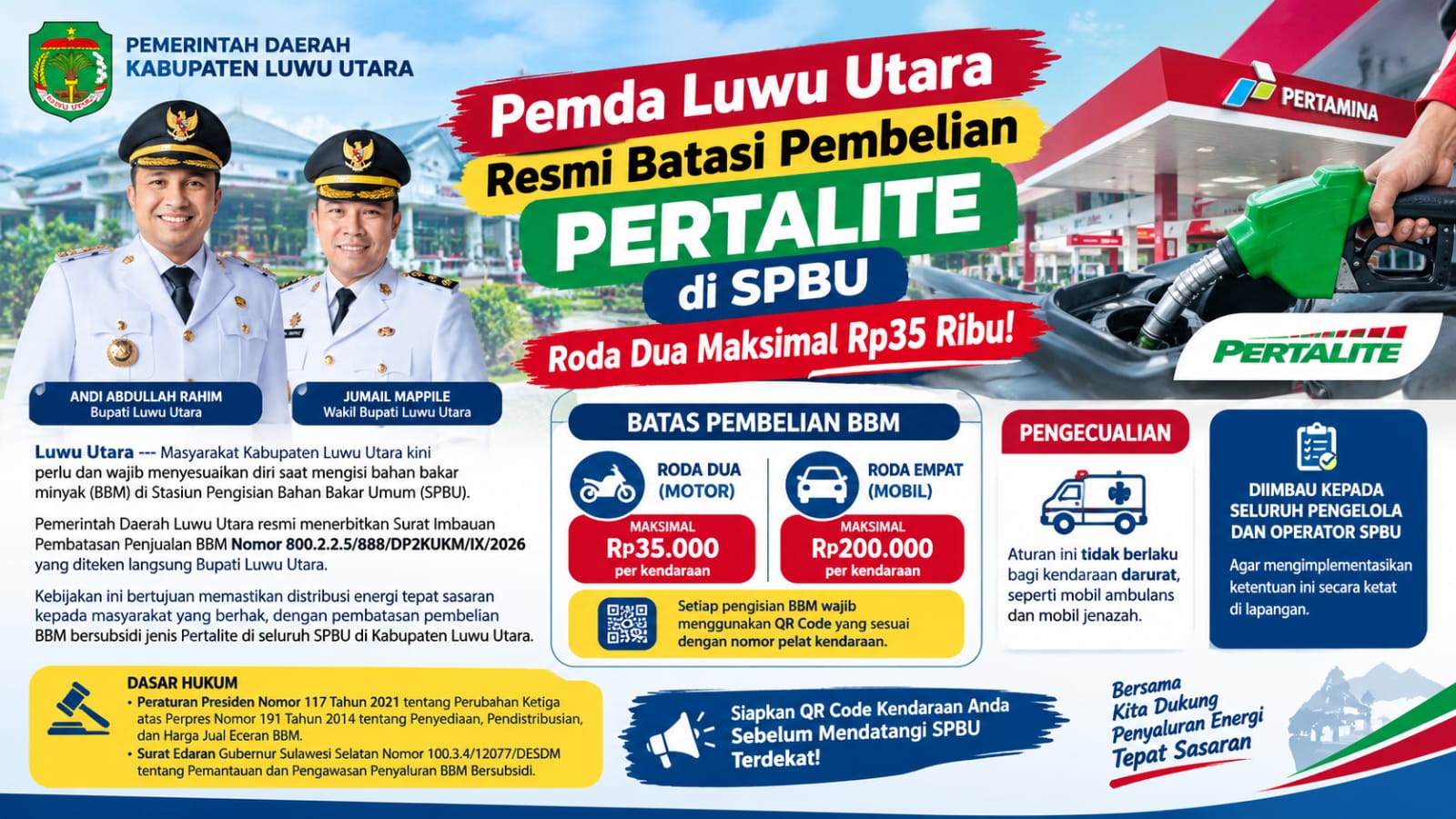 Pemda Luwu Utara Resmi Batasi Pembelian Pertalite di SPBU, Roda Dua Maksimal Rp35 Ribu!