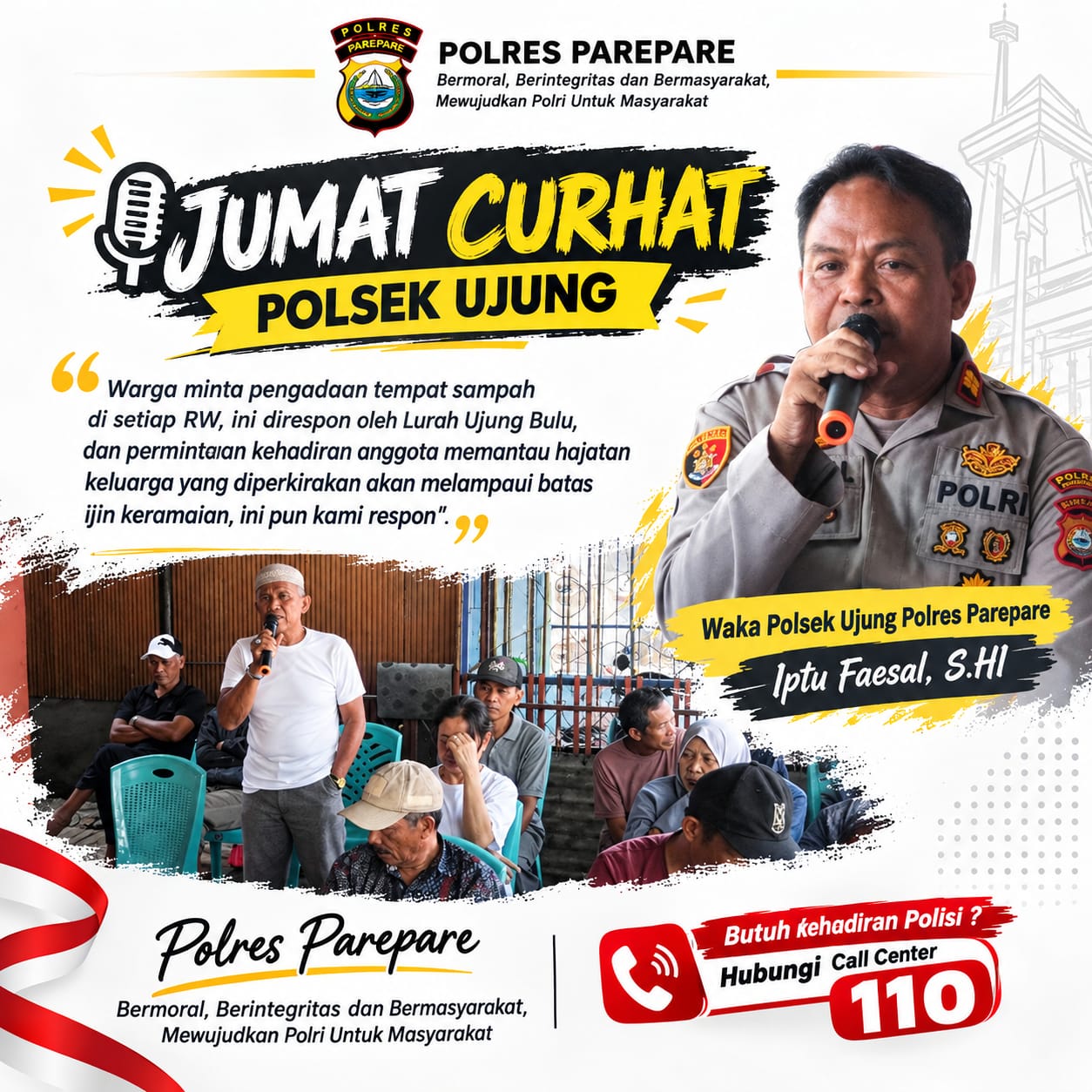 Jumat Curhat Polsek Ujung, Warga Samparaja Sampaikan Aspirasi Tempat Sampah