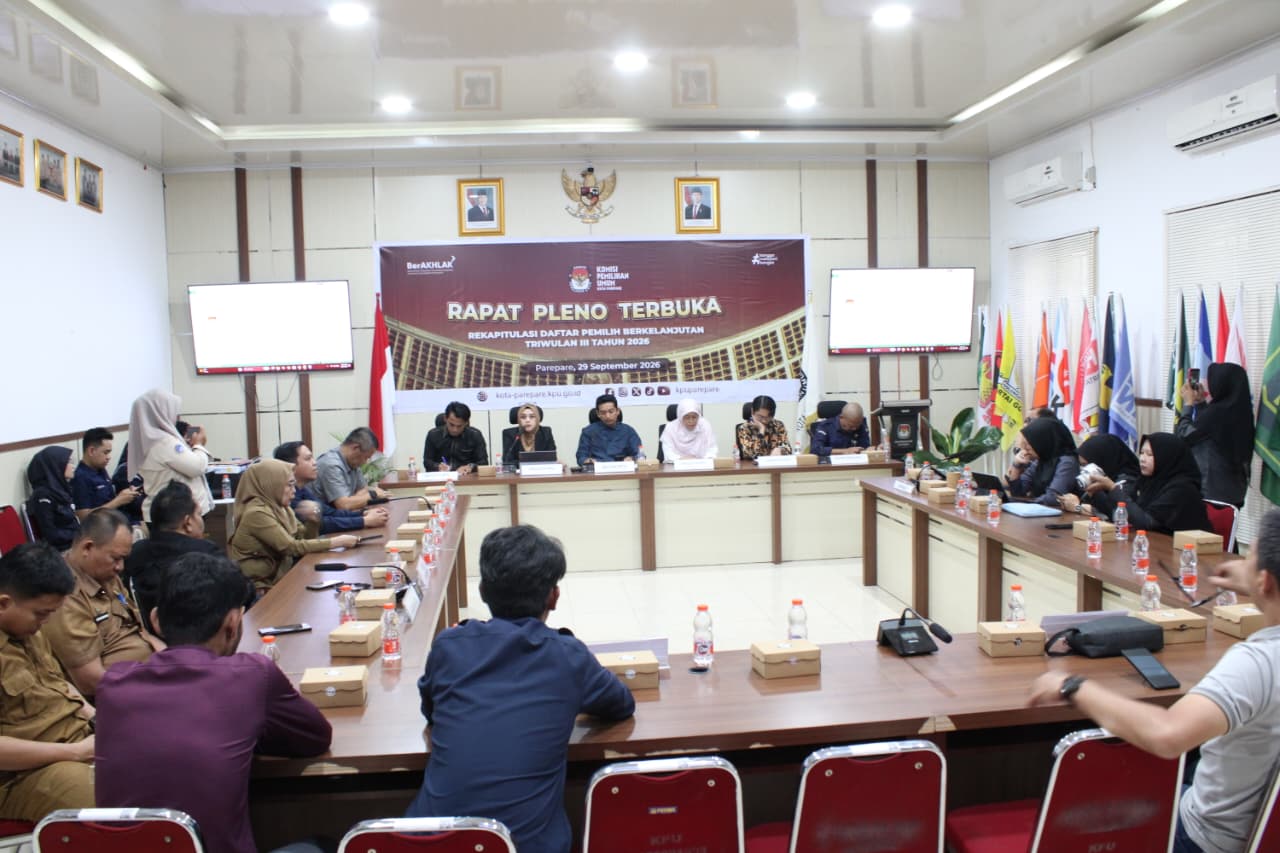 KPU Kota Parepare Tetapkan 115.870 Pemilih dalam Rapat Pleno Terbuka Rekapitulasi PDPB Triwulan III Tahun 2026