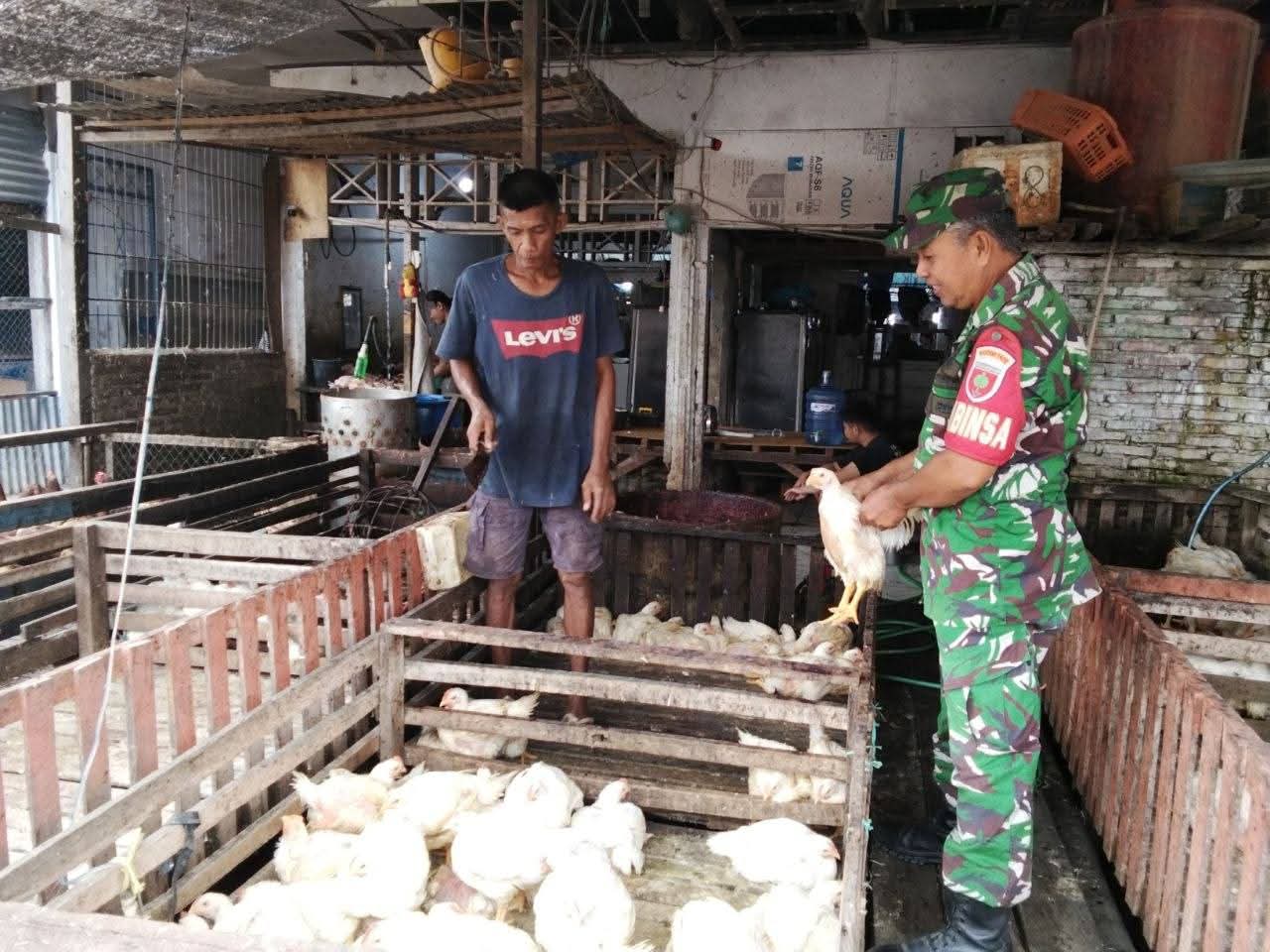 Stok Sembako Aman, Babinsa Pantau Pasar Sentral Tanru Tedong