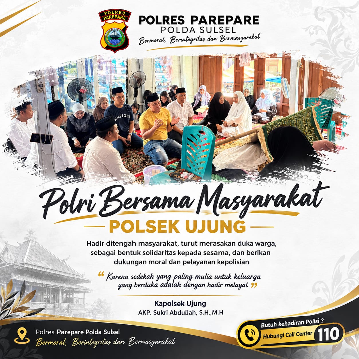 Implementasikan Polri Bersama Masyarakat, Kapolsek Ujung dan Jajaran Hadir di Rumah Duka, Berikan Pengawalan Pengantaran Jenazah