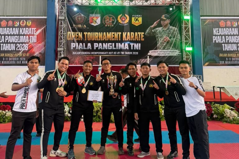 Polda Sulbar Juara Umum, Borong Medali di Kejuaraan Karate Piala Panglima TNI 2026