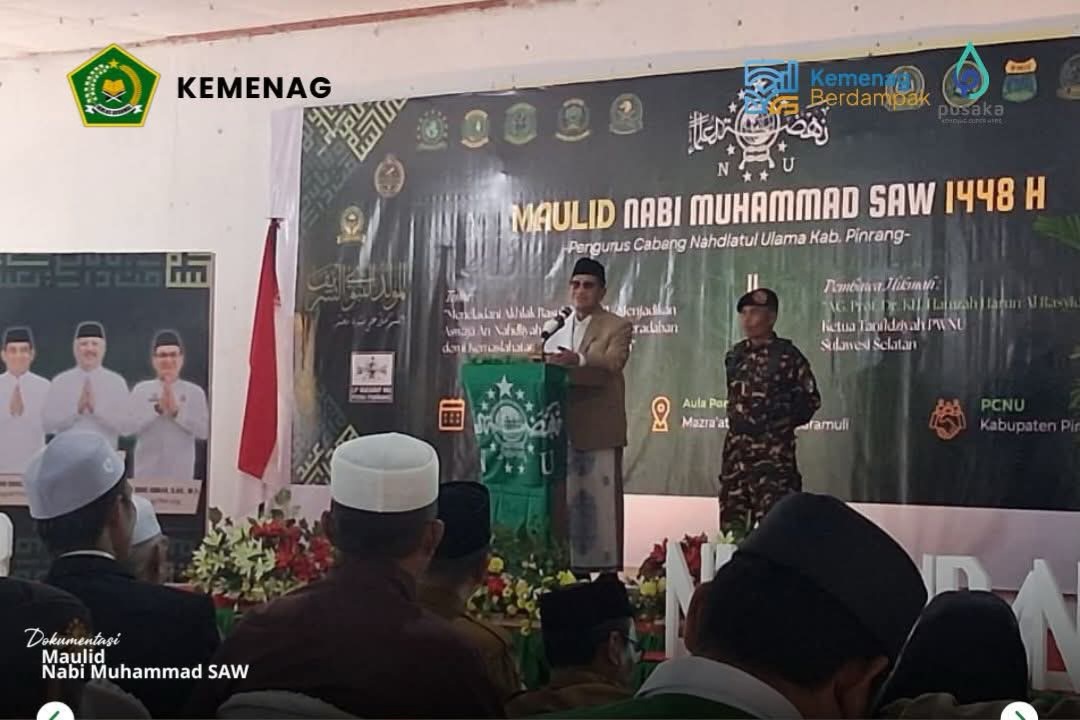KH Hamzah Harun Tekankan Empat Ukhuwah di Maulid PCNU Pinrang