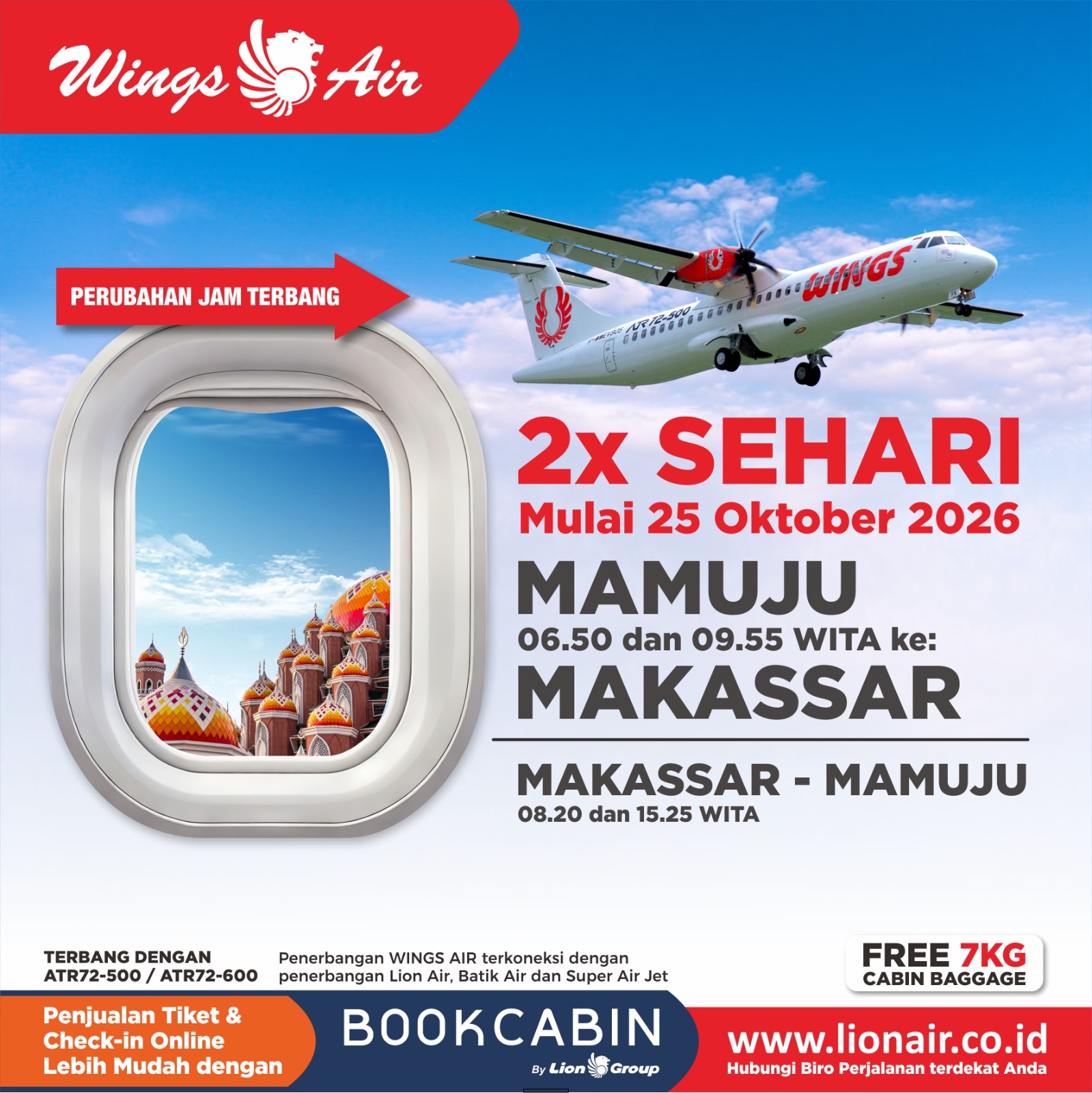 Jadwal Penerbangan Berubah, Wings Air Bakal Menginap di Mamuju untuk Perkuat Konektivitas